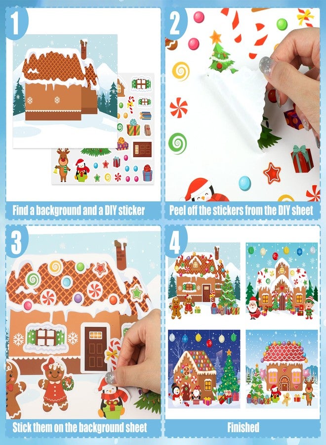 Fairooth 40 Sheets Make a Gingerbread House Stickers Make Your Own Gingerbread House Stickers for Kids DIY Christmas Scene Crafts Sticker Kit for Xmas Holiday Party Home Classroom Games Activities Supplies - Image 3